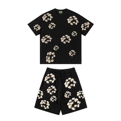 EM Sneakers Denim Tears Cotton Wreath T-Shirt & Shorts Sets #8201-201 Black 01