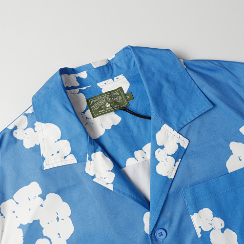 EM Sneakers Denim Tears White Cotton Wreath Short-Sleeve Shirt-386 Blue