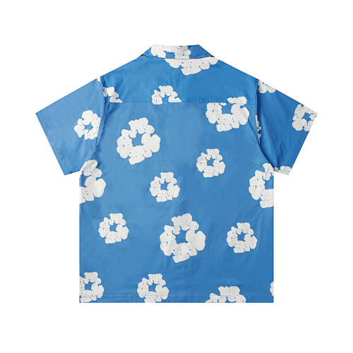 EM Sneakers Denim Tears White Cotton Wreath Short-Sleeve Shirt-386 Blue