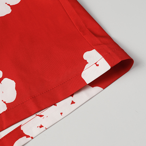 EM Sneakers Denim Tears White Cotton Wreath Short-Sleeve Shirt-386 Red