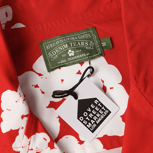 EM Sneakers Denim Tears White Cotton Wreath Short-Sleeve Shirt-386 Red