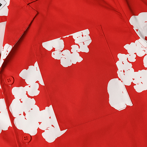 EM Sneakers Denim Tears White Cotton Wreath Short-Sleeve Shirt-386 Red