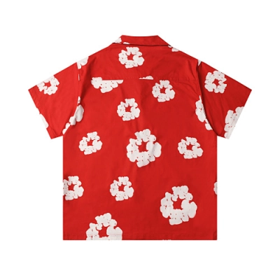 EM Sneakers Denim Tears White Cotton Wreath Short-Sleeve Shirt-386 Red 02