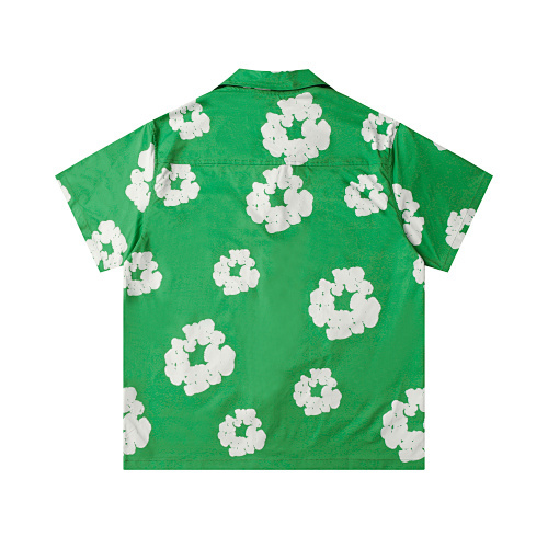 EM Sneakers Denim Tears White Cotton Wreath Short-Sleeve Shirt-386 Green