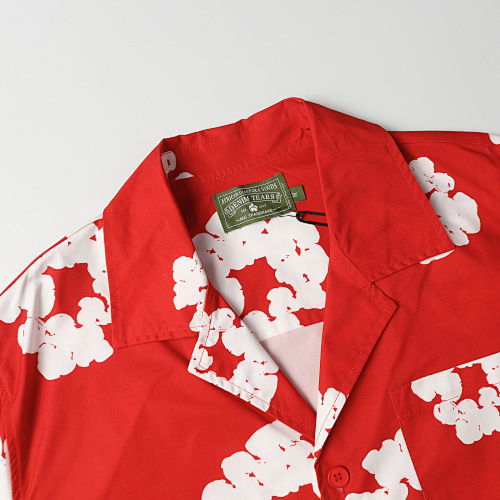 EM Sneakers Denim Tears White Cotton Wreath Short-Sleeve Shirt & Shorts Sets #386-8203 Red