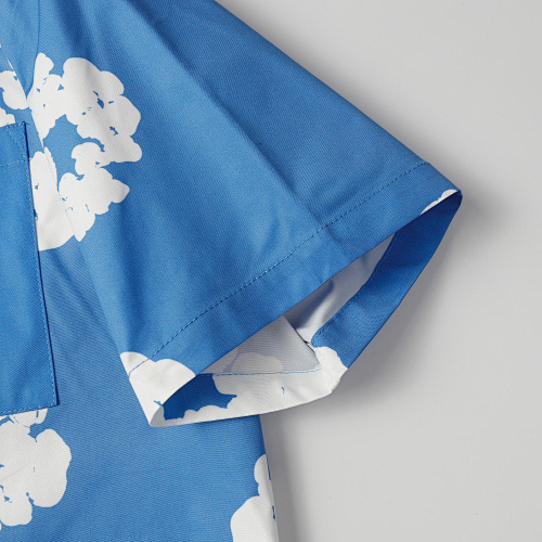 EM Sneakers Denim Tears White Cotton Wreath Short-Sleeve Shirt & Shorts Sets #386-8203 Blue