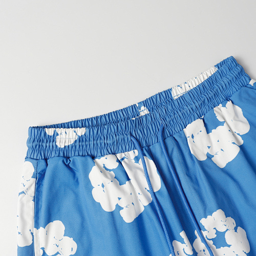 EM Sneakers Denim Tears White Cotton Wreath Short-Sleeve Shirt & Shorts Sets #386-8203 Blue