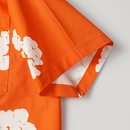 EM Sneakers Denim Tears White Cotton Wreath Short-Sleeve Shirt & Shorts Sets #386-8203 Orange