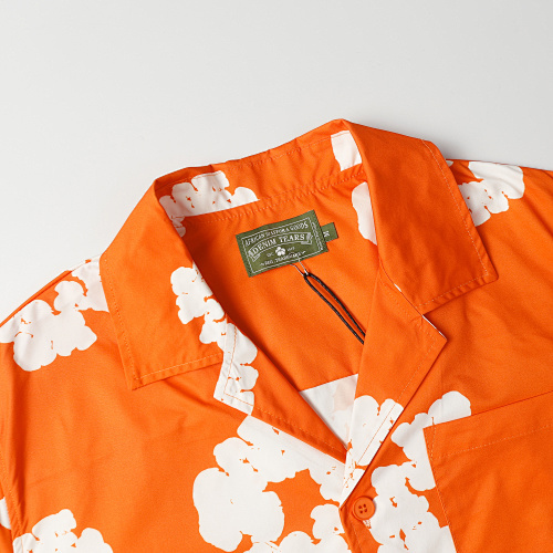 EM Sneakers Denim Tears White Cotton Wreath Short-Sleeve Shirt & Shorts Sets #386-8203 Orange