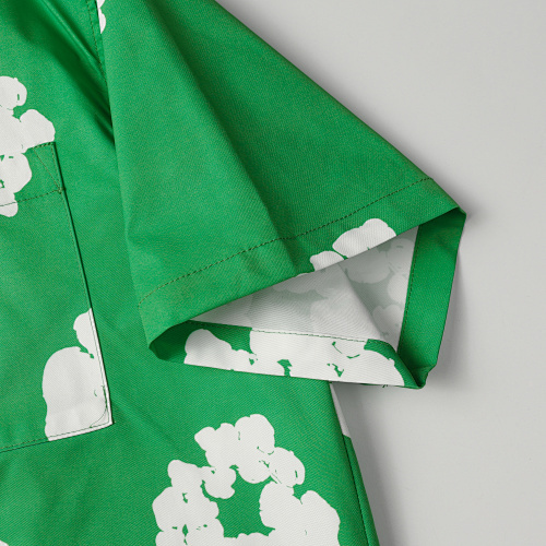 EM Sneakers Denim Tears White Cotton Wreath Short-Sleeve Shirt & Shorts Sets #386-8203 Green