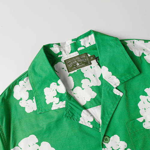 EM Sneakers Denim Tears White Cotton Wreath Short-Sleeve Shirt & Shorts Sets #386-8203 Green