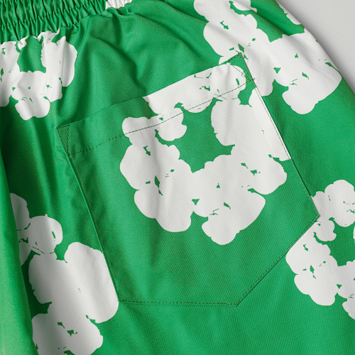 EM Sneakers Denim Tears White Cotton Wreath Short-Sleeve Shirt & Shorts Sets #386-8203 Green