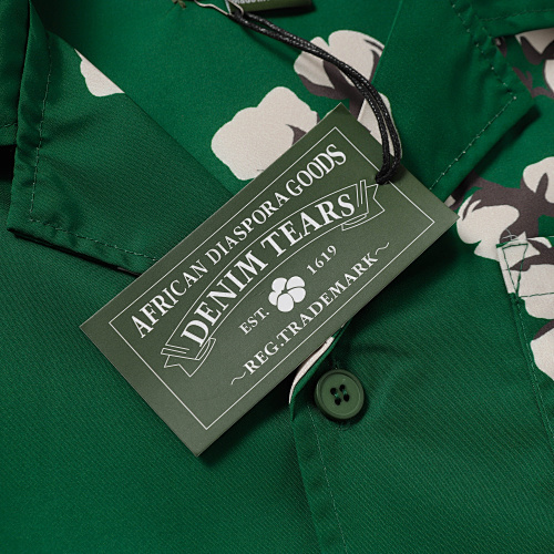 EM Sneakers Denim Tears White Cotton Wreath Short-Sleeve Shirt & Shorts Sets Green