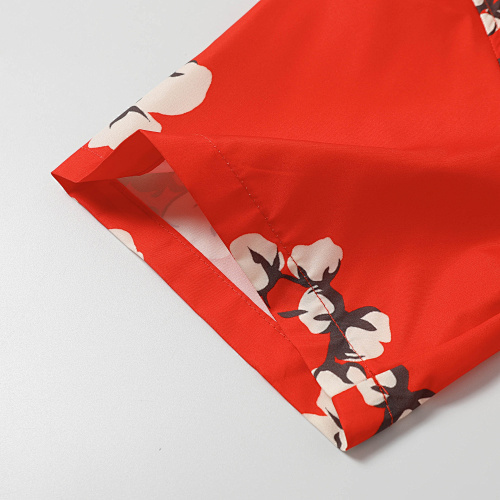 EM Sneakers Denim Tears White Cotton Wreath Short-Sleeve Shirt & Shorts Sets Red