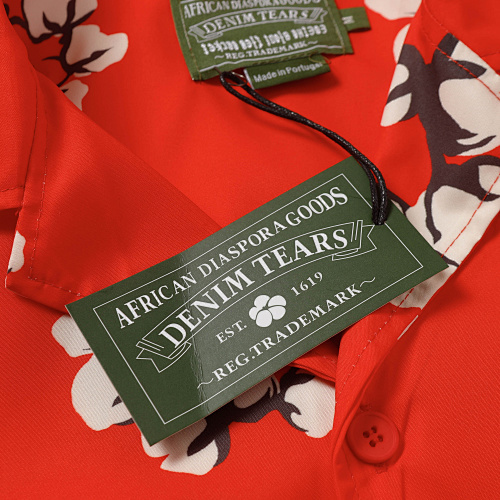 EM Sneakers Denim Tears White Cotton Wreath Short-Sleeve Shirt & Shorts Sets Red