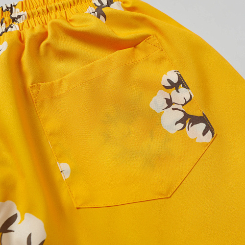 EM Sneakers Denim Tears White Cotton Wreath Short-Sleeve Shirt & Shorts Sets Yellow