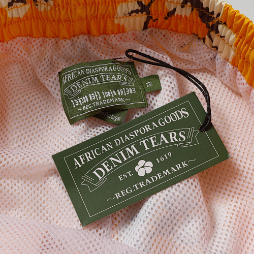 EM Sneakers Denim Tears White Cotton Wreath Short-Sleeve Shirt & Shorts Sets Yellow