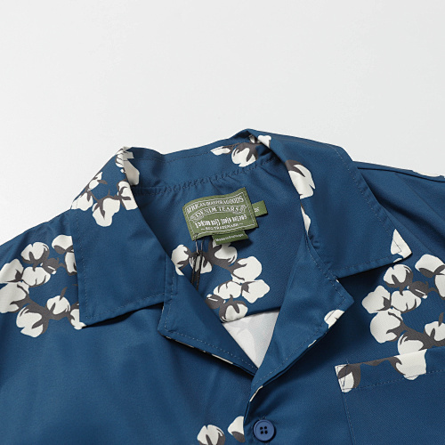 EM Sneakers Denim Tears White Cotton Wreath Short-Sleeve Shirt Blue