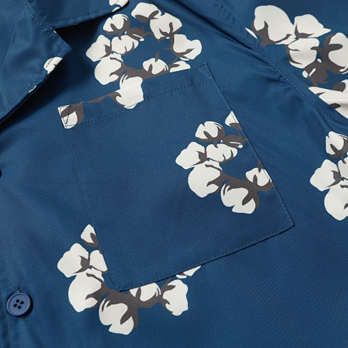 EM Sneakers Denim Tears White Cotton Wreath Short-Sleeve Shirt Blue