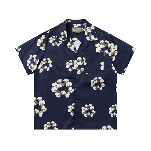 EM Sneakers Denim Tears White Cotton Wreath Short-Sleeve Shirt Navy
