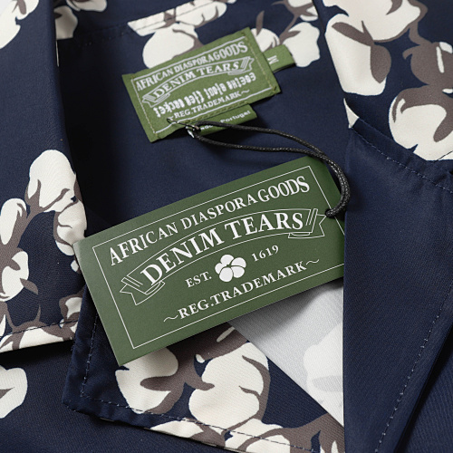 EM Sneakers Denim Tears White Cotton Wreath Short-Sleeve Shirt Navy