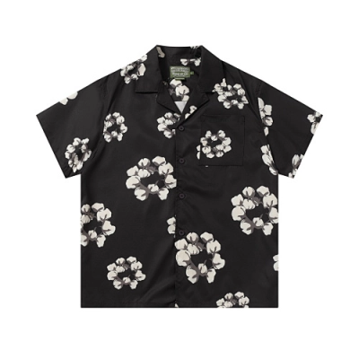 EM Sneakers Denim Tears White Cotton Wreath Short-Sleeve Shirt Black 01