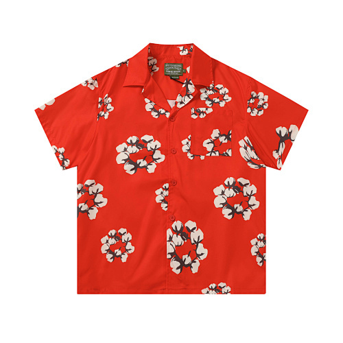 EM Sneakers Denim Tears White Cotton Wreath Short-Sleeve Shirt Red