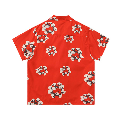 EM Sneakers Denim Tears White Cotton Wreath Short-Sleeve Shirt Red