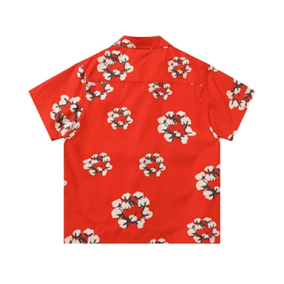 EM Sneakers Denim Tears White Cotton Wreath Short-Sleeve Shirt Red 02