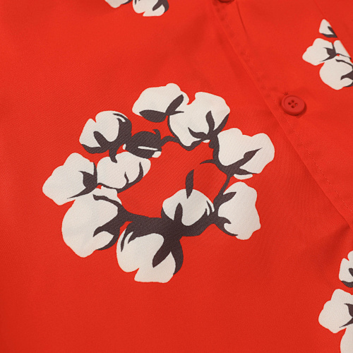 EM Sneakers Denim Tears White Cotton Wreath Short-Sleeve Shirt Red