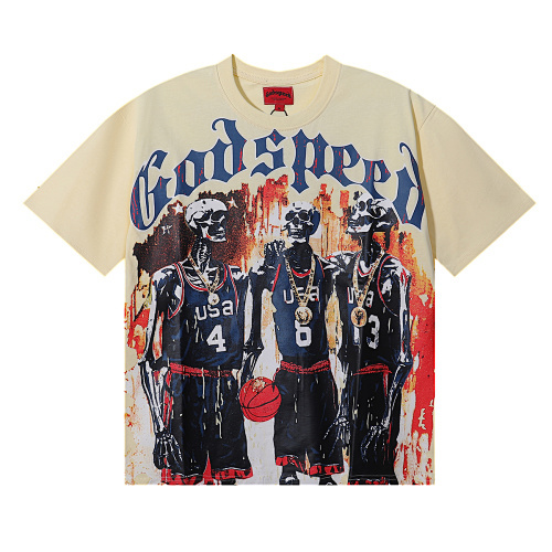 EM Sneakers Godspeed Basketball Dream Team Trident Graphic T-Shirt#7003 Black /Apricot