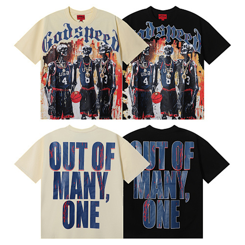 EM Sneakers Godspeed Basketball Dream Team Trident Graphic T-Shirt#7003 Black /Apricot