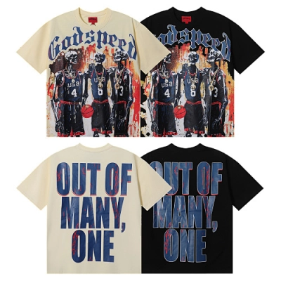 EM Sneakers Godspeed Basketball Dream Team Trident Graphic T-Shirt#7003 Black /Apricot 01