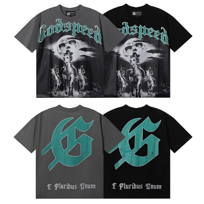 EM Sneakers Godspeed Cowboy & Steed Print T-Shirt #7001 Black /Gray 01