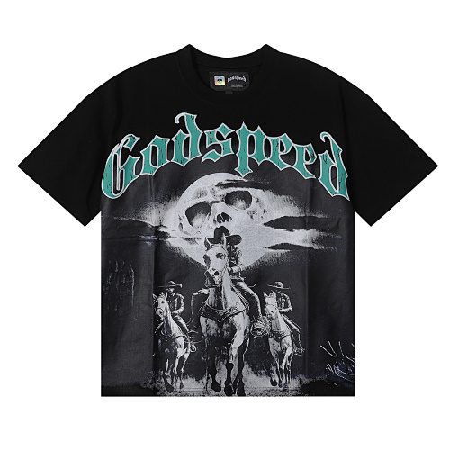 EM Sneakers Godspeed Cowboy & Steed Print T-Shirt #7001 Black /Gray