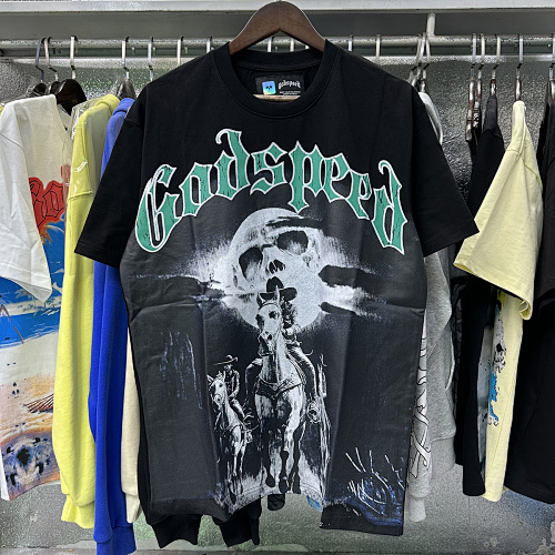 EM Sneakers Godspeed Cowboy & Steed Print T-Shirt #7001 Black /Gray