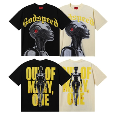 EM Sneakers Godspeed Flames of War Car Graphic T-Shirt #7007 Black /Apricot 01