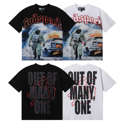 EM Sneakers Godspeed Flames of WarGraphic T-Shirt #7010 Black /White 01