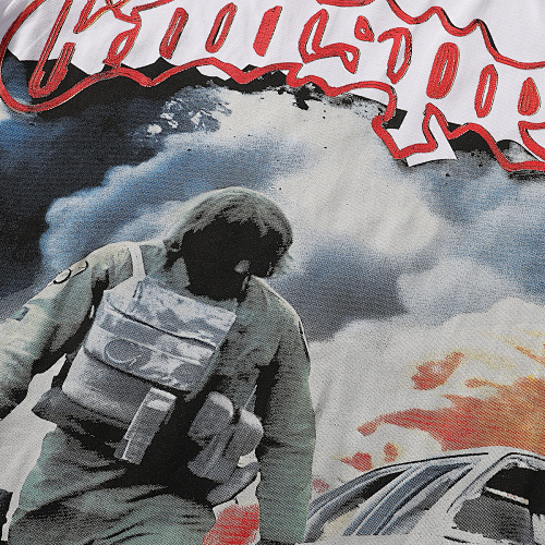 EM Sneakers Godspeed Flames of WarGraphic T-Shirt #7010 Black /White