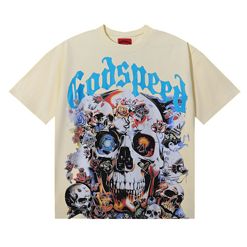 EM Sneakers Godspeed Skull and Rose Print T-Shirt #7012 Black /Apricot