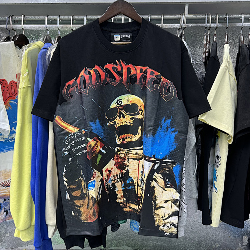 EM Sneakers Godspeed Graffiti Wall Skull Artist Print T-Shirt #7015 Black /White