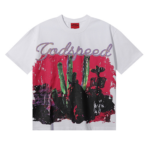 EM Sneakers Godspeed Western Skull Cowboy and Cactus Print T-Shirt #7016 Black /White