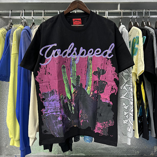 EM Sneakers Godspeed Western Skull Cowboy and Cactus Print T-Shirt #7016 Black /White