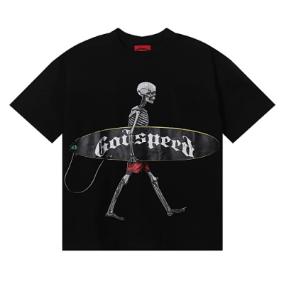 EM Sneakers GodspeedSkateboard Skull Youth Graphic T-Shirt #7018 Black /White /Apricot 02