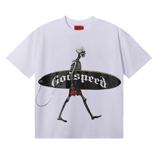 EM Sneakers GodspeedSkateboard Skull Youth Graphic T-Shirt #7018 Black /White /Apricot