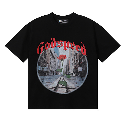 EM Sneakers Godspeed Streetscape Rose Print T-Shirt #7019 Black /Gray
