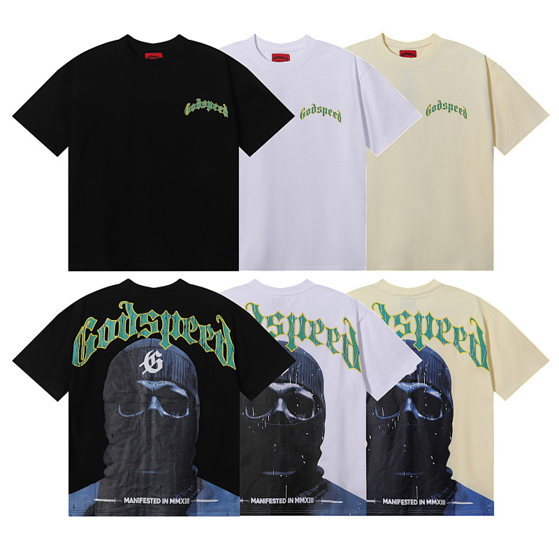 EM Sneakers Godspeed Masked Figure Print T-Shirt #7010 Black /White /Apricot