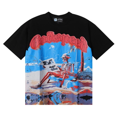 EM Sneakers Godspeed Relaxed Beach Skull Print T-Shirt #7021 Black /White 02