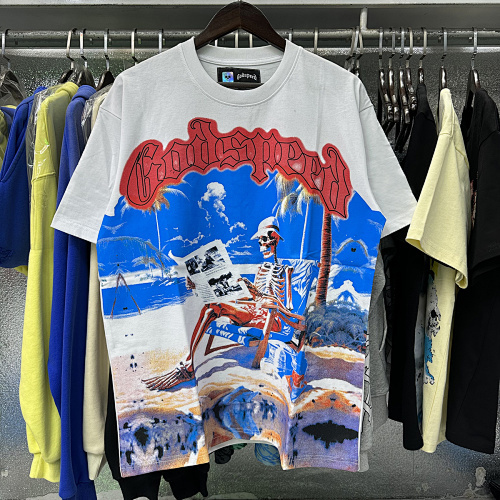 EM Sneakers Godspeed Relaxed Beach Skull Print T-Shirt #7021 Black /White