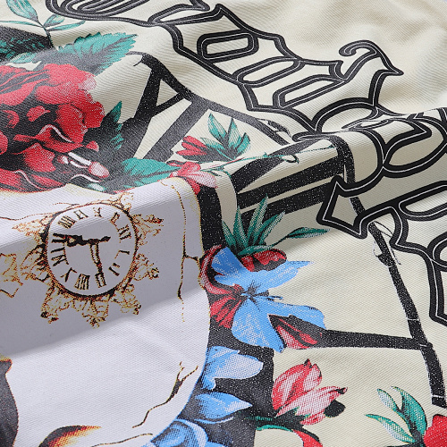 EM Sneakers Godspeed Skull and Rose Clock Face Print T-Shirt #7022 Black /White /Apricot